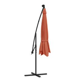 Parasol déporté avec lumières LED Terre cuite 350 cm