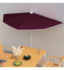 Demi-parasol de jardin avec mât 180x90 cm Rouge bordeaux