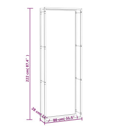 Portant de bois de chauffage Noir mat 80x28x222 cm Acier