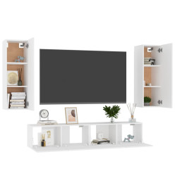 Ensemble de meubles TV 4 pcs Blanc Aggloméré