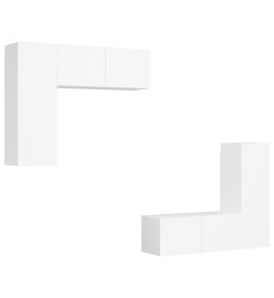 Ensemble de meubles TV 4 pcs Blanc Aggloméré