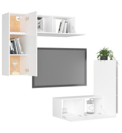 Ensemble de meubles TV 4 pcs Blanc Aggloméré