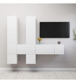 Ensemble de meuble TV 7 pcs Blanc Aggloméré