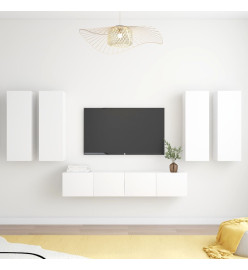 Ensemble de meuble TV 6 pcs Blanc Aggloméré