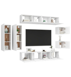 Ensemble de meuble TV 8 pcs Blanc Aggloméré