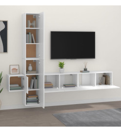 Ensemble de meubles TV 5 pcs Blanc Bois d'ingénierie