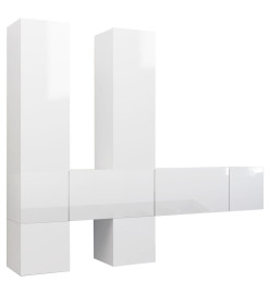 Ensemble de meuble TV 7 pcs Blanc brillant Aggloméré