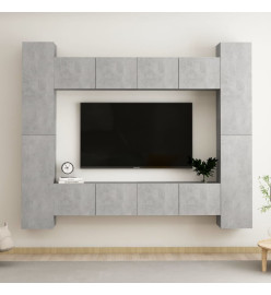 Ensemble de meubles TV 8 pcs Gris béton Aggloméré