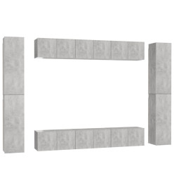 Ensemble de meubles TV 10 pcs Gris béton Aggloméré