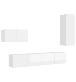 Ensemble de meuble TV 4 pcs Blanc brillant Aggloméré