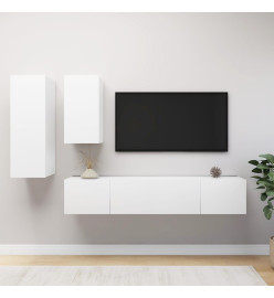 Ensemble de meuble TV 4 pcs Blanc Aggloméré