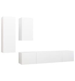 Ensemble de meuble TV 4 pcs Blanc Aggloméré