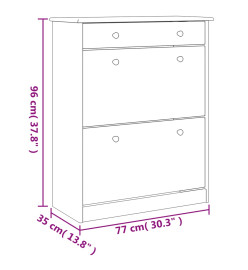 Armoire à chaussures ALTA 77x35x96 cm bois massif de pin