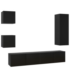 Ensemble de meuble TV 5 pcs Noir Aggloméré