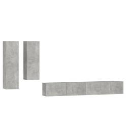 Ensemble de meubles TV 4 pcs Gris béton Bois d'ingénierie