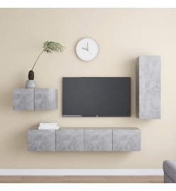 Ensemble de meuble TV 4 pcs Gris béton Aggloméré