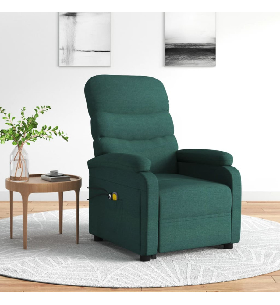 Fauteuil de massage Vert foncé Tissu