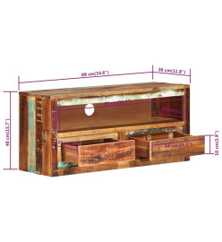 Meuble TV 88x30x40 cm Bois massif de récupération