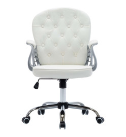 Chaise de bureau pivotante Blanc Similicuir