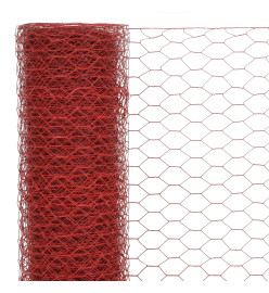 Grillage Acier avec revêtement en PVC 25x1,5 m Rouge