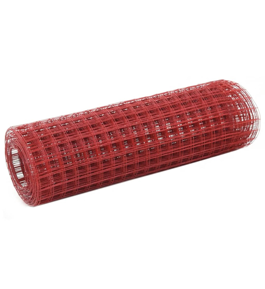 Grillage Acier avec revêtement en PVC 25x0,5 m Rouge