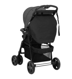 Poussette pour bébé 2-en-1 Gris foncé et noir Acier