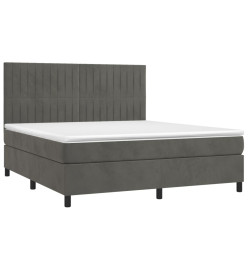 Lit à sommier tapissier et matelas Gris foncé 160x200cm Velours