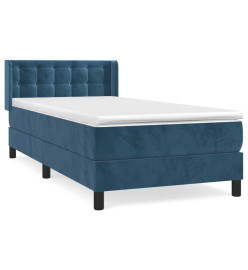 Lit à sommier tapissier avec matelas Bleu foncé 90x200 cm