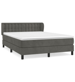 Lit à sommier tapissier et matelas Gris foncé 140x190cm Velours