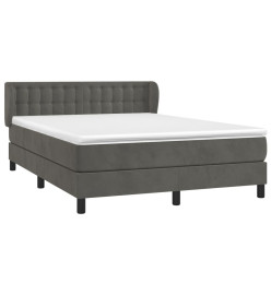 Lit à sommier tapissier et matelas Gris foncé 140x190cm Velours
