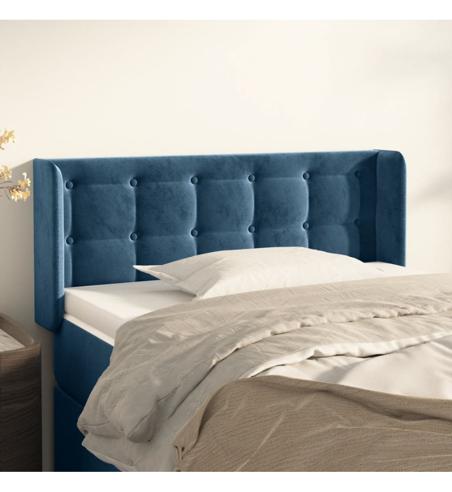 Tête de lit avec oreilles Bleu foncé 93x16x78/88 cm Velours Tête de lit avec oreilles Bleu foncé 93x16x78/88 cm Velours