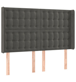 Tête de lit avec oreilles Gris foncé 147x16x118/128 cm Velours