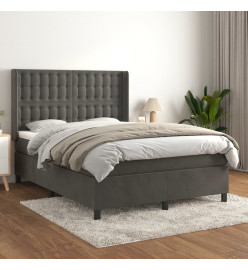 Lit à sommier tapissier et matelas Gris foncé 140x190cm Velours