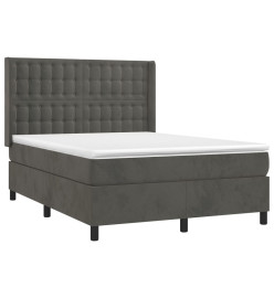 Lit à sommier tapissier et matelas Gris foncé 140x190cm Velours