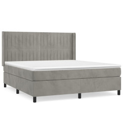 Lit à sommier tapissier et matelas Gris clair 160x200cm Velours