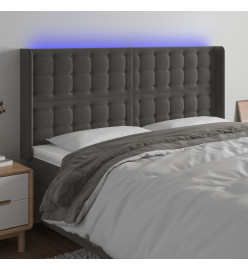 Tête de lit à LED Gris foncé 203x16x118/128 cm Velours