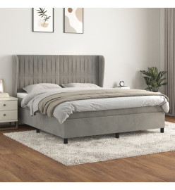 Lit à sommier tapissier et matelas Gris clair 160x200cm Velours