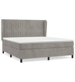 Lit à sommier tapissier et matelas Gris clair 160x200cm Velours