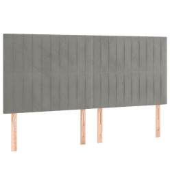 Lit à sommier tapissier et matelas Gris clair 160x200cm Velours