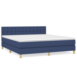 Lit à sommier tapissier avec matelas Bleu 160x200 cm Tissu