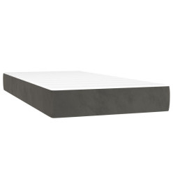 Sommier tapissier matelas et LED Gris foncé 200x200 cm Velours