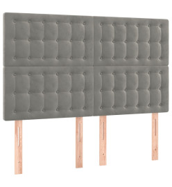 Têtes de lit 4 pcs Gris clair 72x5x78/88 cm Velours