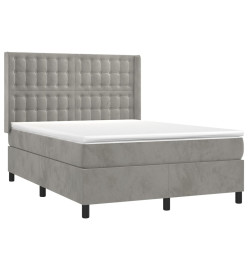 Lit à sommier tapissier et matelas Gris clair 140x200cm Velours