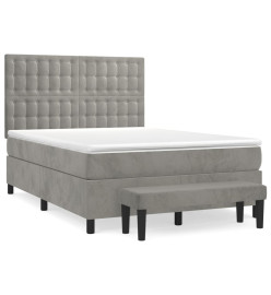 Lit à sommier tapissier et matelas Gris clair 140x190cm Velours