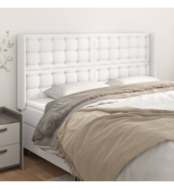 Tête de lit avec oreilles Blanc 163x16x118/128 cm Similicuir