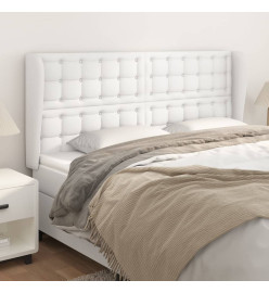 Tête de lit avec oreilles Blanc 163x23x118/128 cm Similicuir
