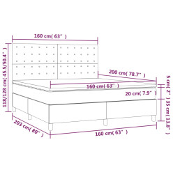 Sommier tapissier et matelas et LED Blanc 160x200 cm Similicuir
