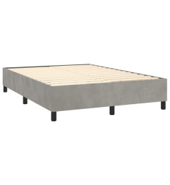 Sommier tapissier matelas et LED Gris clair 140x200 cm Velours