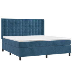 Sommier tapissier matelas et LED Bleu foncé 160x200 cm Velours