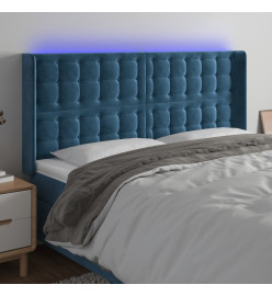 Tête de lit à LED Bleu foncé 163x16x118/128 cm Velours
